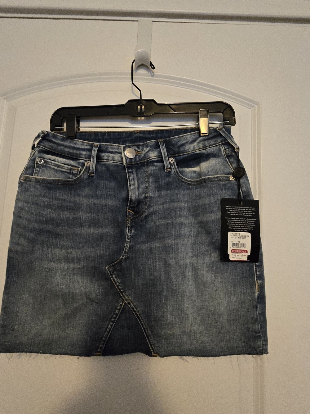 True Religion Women's Distressed Indigo Denim Skirt